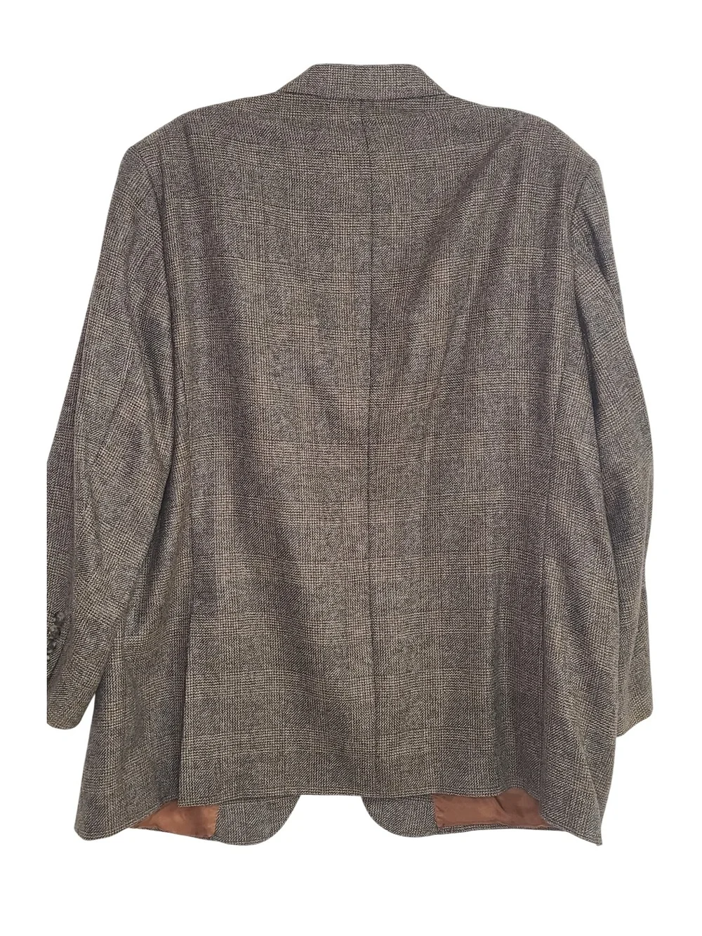 Jos. A. Bank 100% Wool Taupe Charcoal Plaid Sport Coat Size 50R